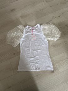 BNWT Savida White Dot Sleeve Top Size XXS