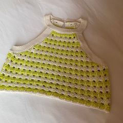 Girls stunning crochet knit tank top Zara lime cream 11 12