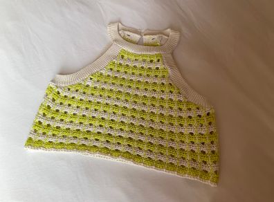 Girls stunning crochet knit tank top Zara lime cream 11 12