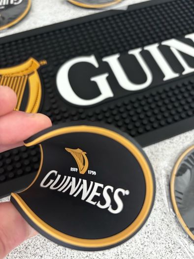 guinness rubber bar runner and coasters