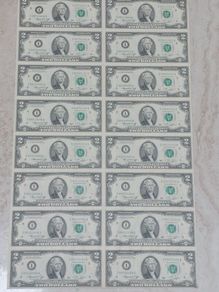 uncut sheet usa 2 dollar