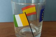 Fabulous Rare Boyne Valley Honey EU Flags Glass featuring Spain &amp; Ireland ( But the Irish Flag is Wrong!)
