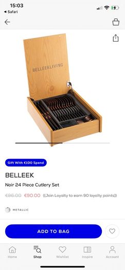Beleek living 24 piece noir cutlery set