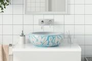 Countertop Basin White and Blue Round 41x14 cm Ceramic