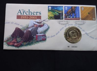 Great Britain Stamps : The Archers - 50th Anniversary Commemorative Medallion Cover  - 2001