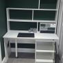 White Multi-Function Desk with Pull-Out Extension & Shelving Image 4