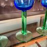 Vintage Scandinavian Blue Green Stem Champagne Wine Glasses Set of 5 Image 10