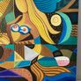 Rare N. S. Tayag Signed Painting on Canvas - Philippine Modernist / Cubist Style Image 5