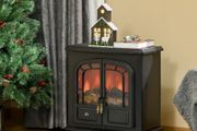 Electric Fireplace Stove Heater with LED Fire Flame Effect Freestanding &amp; Portable with Overheat Protection, 1000W/2000W