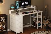 Computer Desk with 4 Drawers &amp; Power Outlets USB Type-C Port, Monitor Stand Storage Shelves