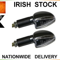 Long Stem Bulb Motorcycle Indicators - Carbon/clear Lens