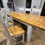 Solid Oak Extendable Dining Table & 6 Chairs - off white/cream Image 2