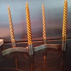Vintage Brass and Forged Tall Iron Candle Holder and 6 others.