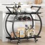 Drinks Trolley, Rolling Bar Cart, Kitchen Trolley on Wheels, Modern Serving Trolley, Wine Cart with Storage Shelves, Wine Holders, for Home Bar, Dining Living Room, Black Image 4