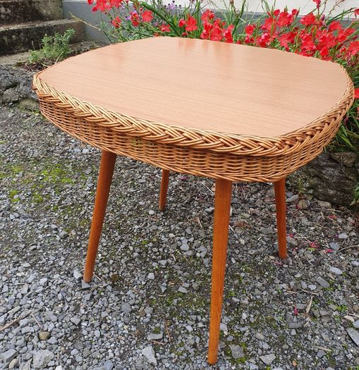 Very Rare Mid Century Wicker Table