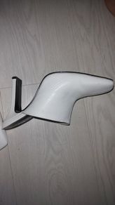 white reptile print leather high heel mules