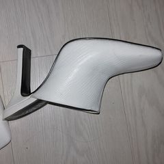 white reptile print leather high heel mules