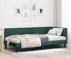 Corner Bed Frame with Headboard Dark green 90 x 190 cm Velvet