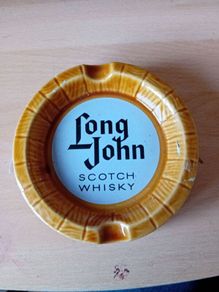 Scotch Whisky Porcelain Vintage Ashtray. "Long John" Ashtray made in Scotland by West Highland Pottery.