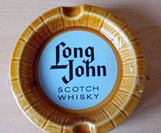 Scotch Whisky Porcelain Vintage Ashtray. "Long John" Ashtray made in Scotland by West Highland Pottery.