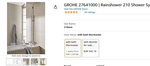 Grohe Rainshower Shower System with thermostatic bath Mixer 27641000