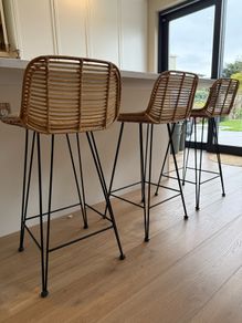 HK Living rattan bar stools x3