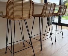 HK Living rattan bar stools x3