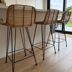 HK Living rattan bar stools x3
