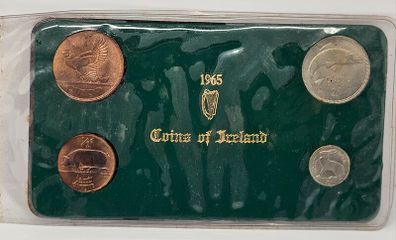 Ireland 1965 Coin Set in Plastic Holder Florin 3d 1d 1/2d