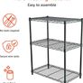 3-Shelf Storage Unit with Height Adjustable Shelves and Adjustable Levelling Feet - 340kg Max Weight, Black (FREE POSTAGE) Image 2