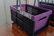 Two Ordex Plastic Purple &amp; Black Storage Collapsible Crates 39cm  x 25cm