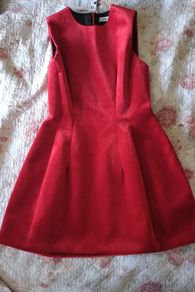 Zara Red Suede Effect Dress XS Brand New