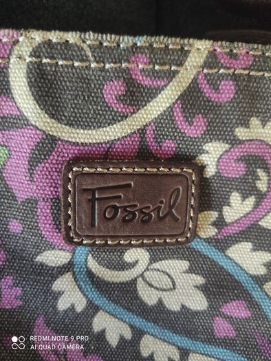 Fossil canvas shoulder bag