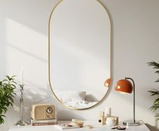 Wall Mirror 55x75 cm, Oval Gold Wall-Mounted Bathroom Vanity Mirror for Wall Decoration for Bedroom Living Room Entryway