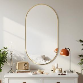 Wall Mirror 55x75 cm, Oval Gold Wall-Mounted Bathroom Vanity Mirror for Wall Decoration for Bedroom Living Room Entryway