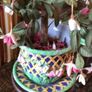Big Majolica high relief colourful planter with tray Image 3