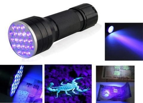 21 LED UV Ultra Violet Mini Flashlight Aluminum Blacklight Ink Torch Light Lamp