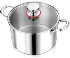 Brand New Homikit 24cm 5.3L Large Induction Stock Pot 3-Layer Polished Stainless Steel