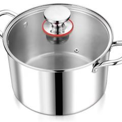 Brand New Homikit 24cm 5.3L Large Induction Stock Pot 3-Layer Polished Stainless Steel