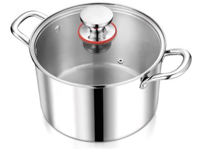 Brand New Homikit 24cm 5.3L Large Induction Stock Pot 3-Layer Polished Stainless Steel