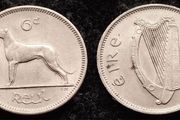 [#2117] - Ireland 1968 | 6 Pence | Wolfhound | KM.13a | UNC