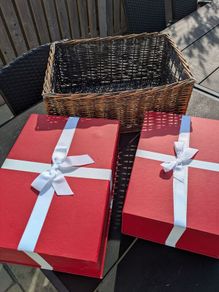 Empty gift boxes and basket