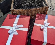 Empty gift boxes and basket