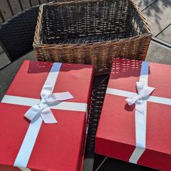 Empty gift boxes and basket