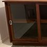 Original 1950s Mid Century Vintage Timber Shop Display Cabinet with Sliding Glass Doors Image 4