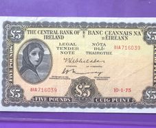Irish five pound lavery note