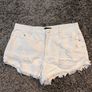 White Denim Distressed Shorts Image 7