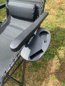 Folding Recliner Sun Lounger for Garden & Outdoor, with Cup & Phone Holder, Black