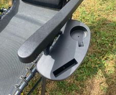 Folding Recliner Sun Lounger for Garden & Outdoor, with Cup & Phone Holder, Black