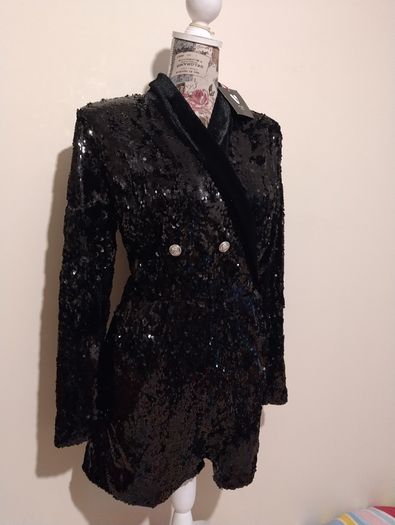 Black Sequin Pocket Playsuit new with tags